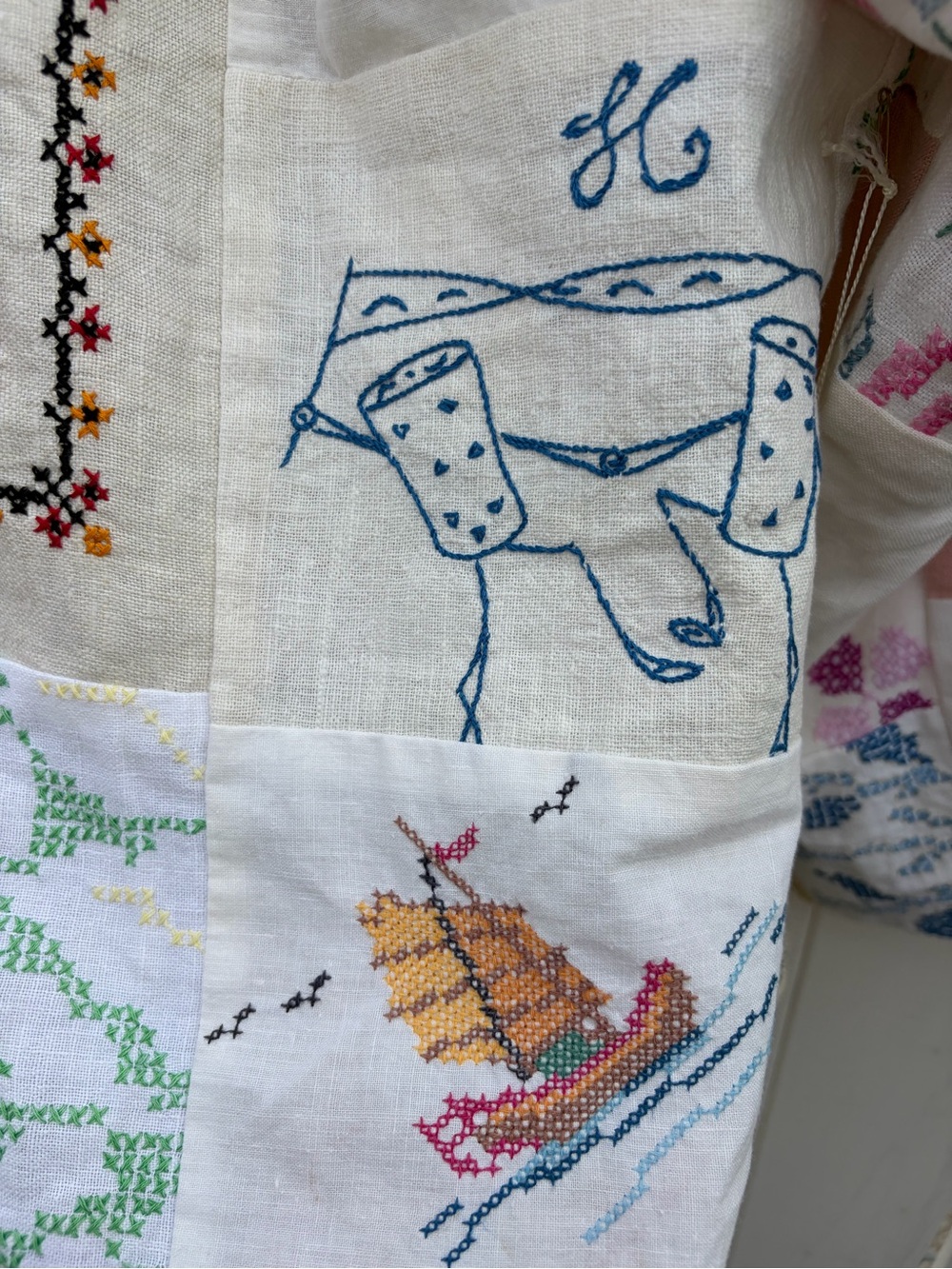 NWT Leeba Marks Dead Stock Vintage Tablecloth Hand Embroidered Blouse Cottage - Picture 14 of 15